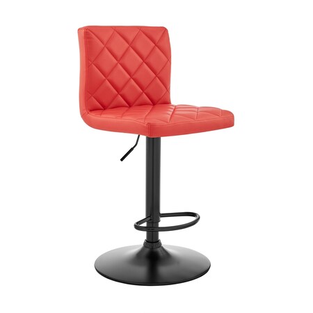 Armen Living Duval Adjustable Red Faux Leather Swivel Bar Stool LCDUBABLRED
